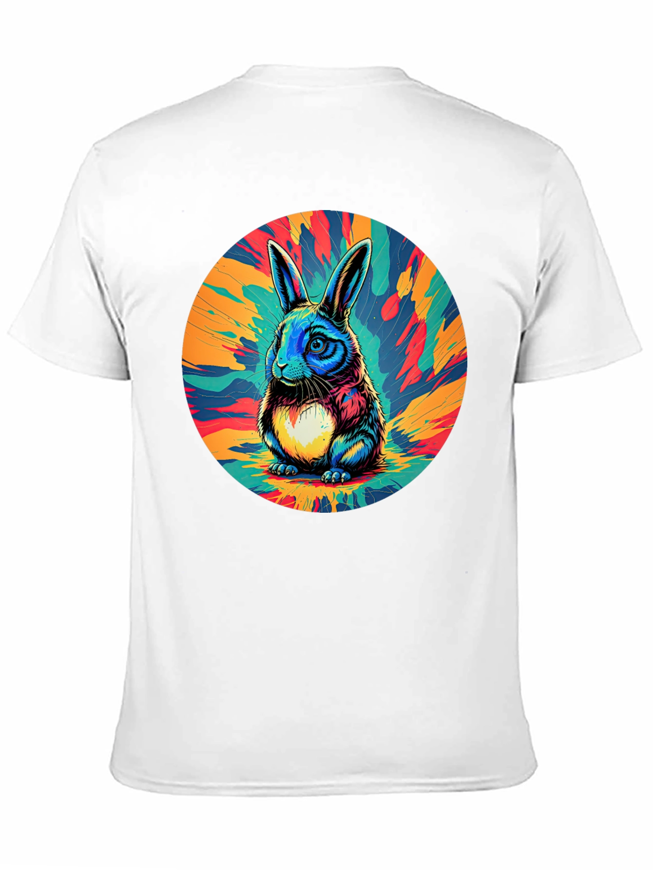 Psychedelic Rabbit Graphic Tee - Stylish Black T-Shirt