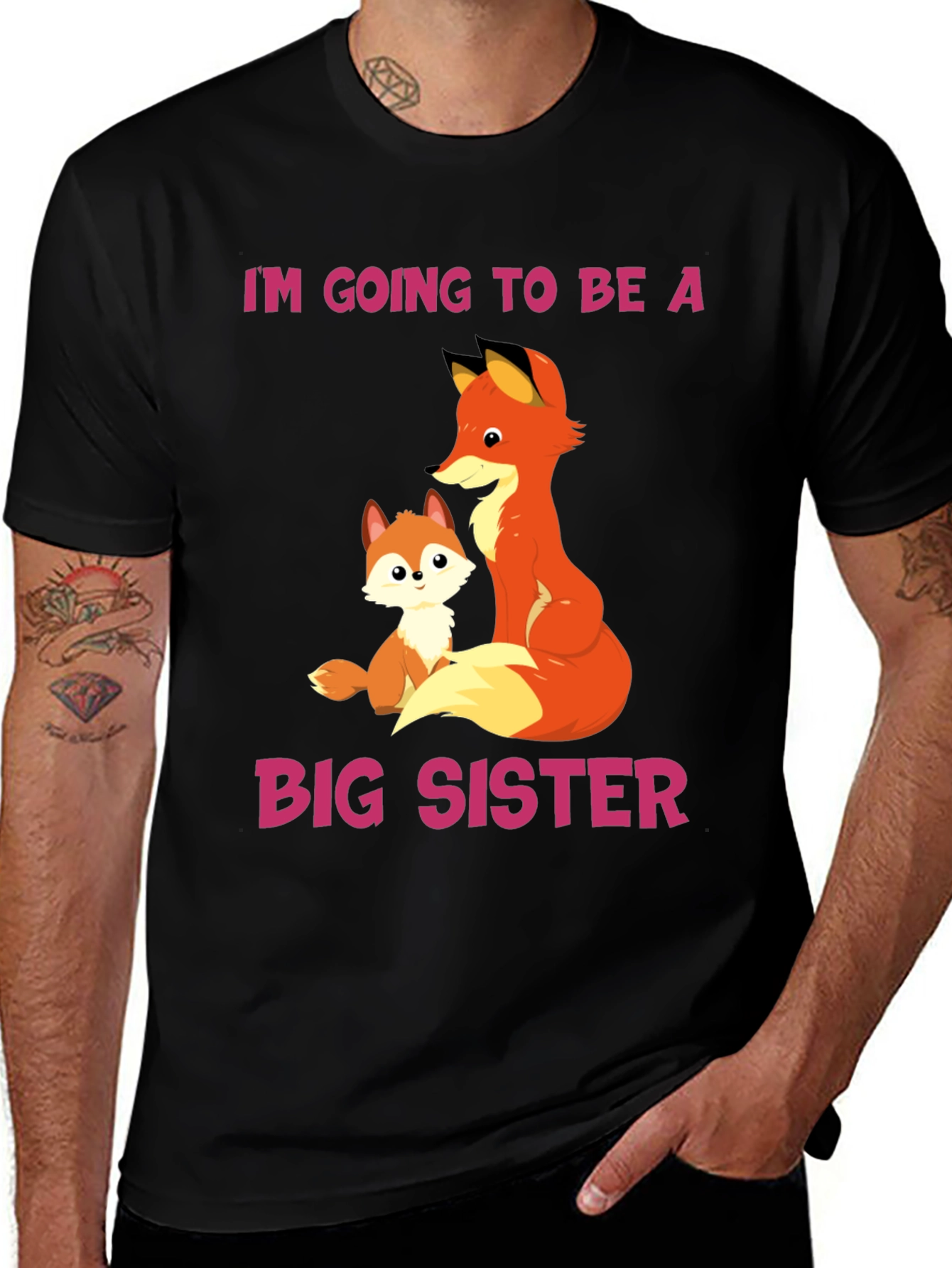 Big Sister Announcement T-Shirt with Fox Design