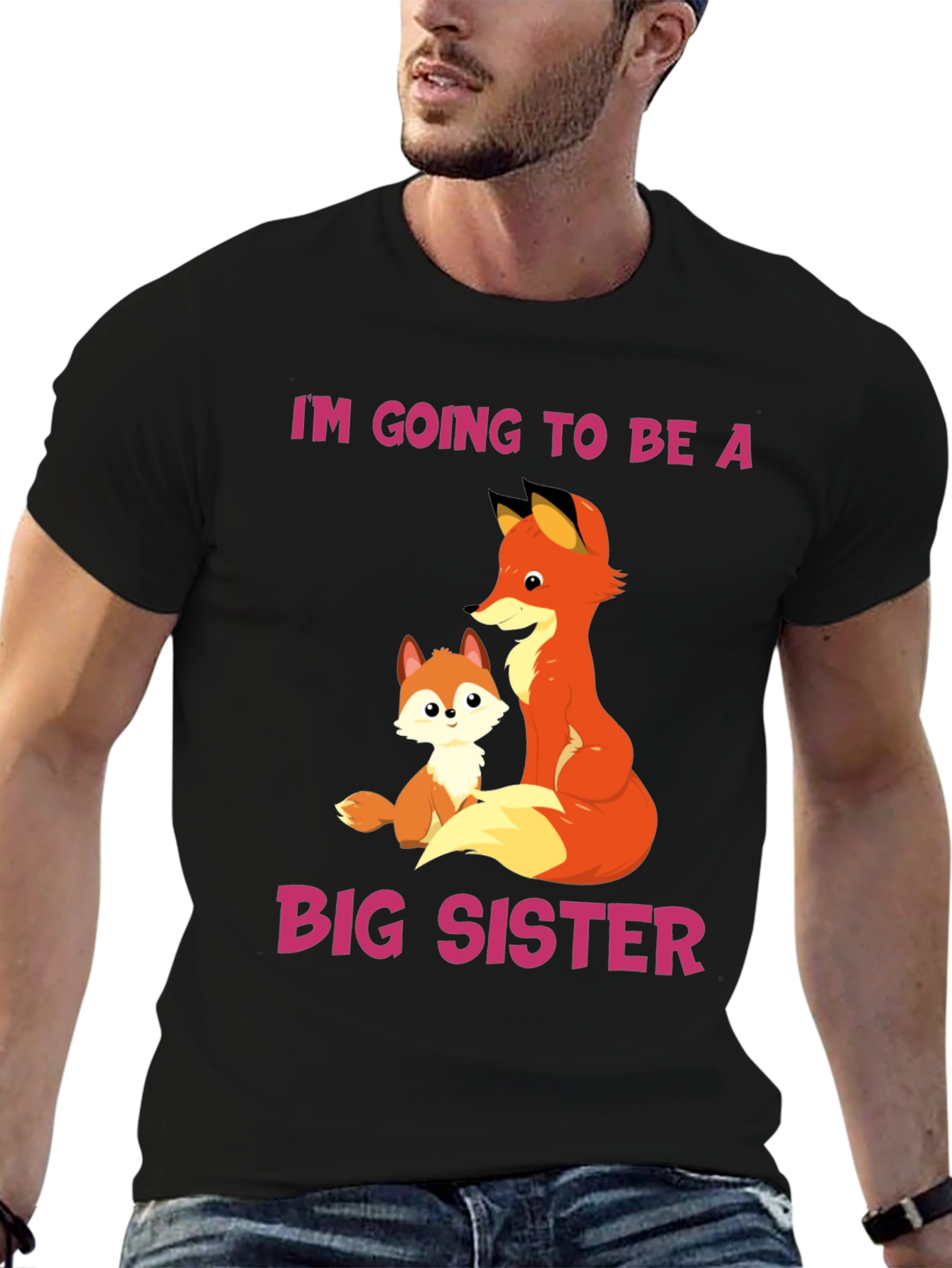 Big Sister Announcement T-Shirt with Fox Design