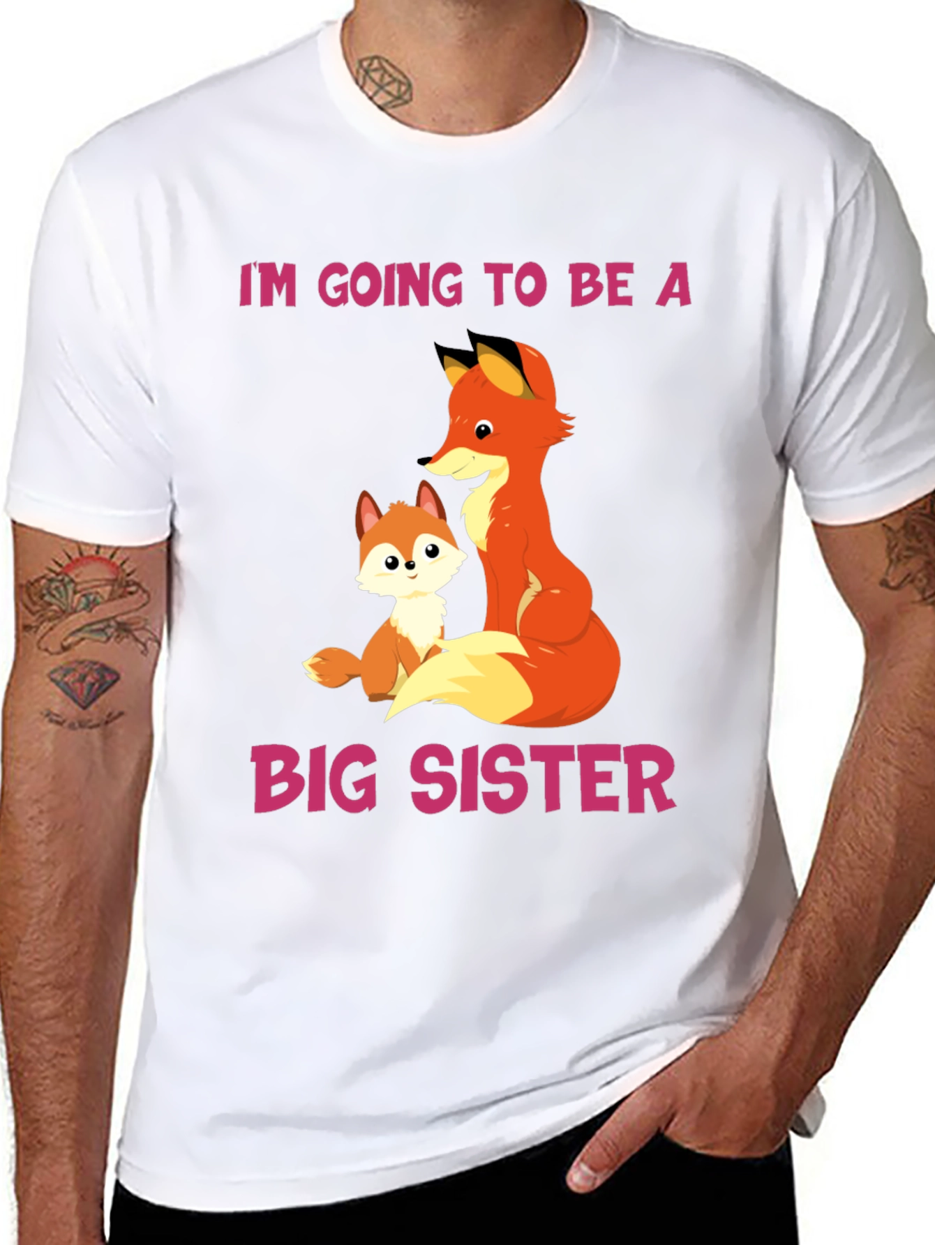 Big Sister Announcement T-Shirt with Fox Design