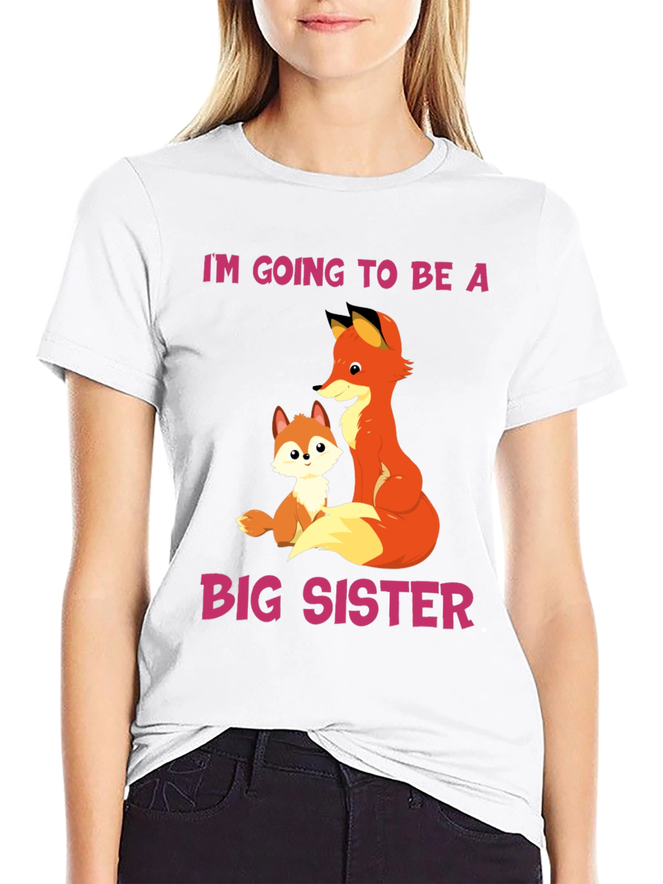 Big Sister Announcement T-Shirt with Fox Design