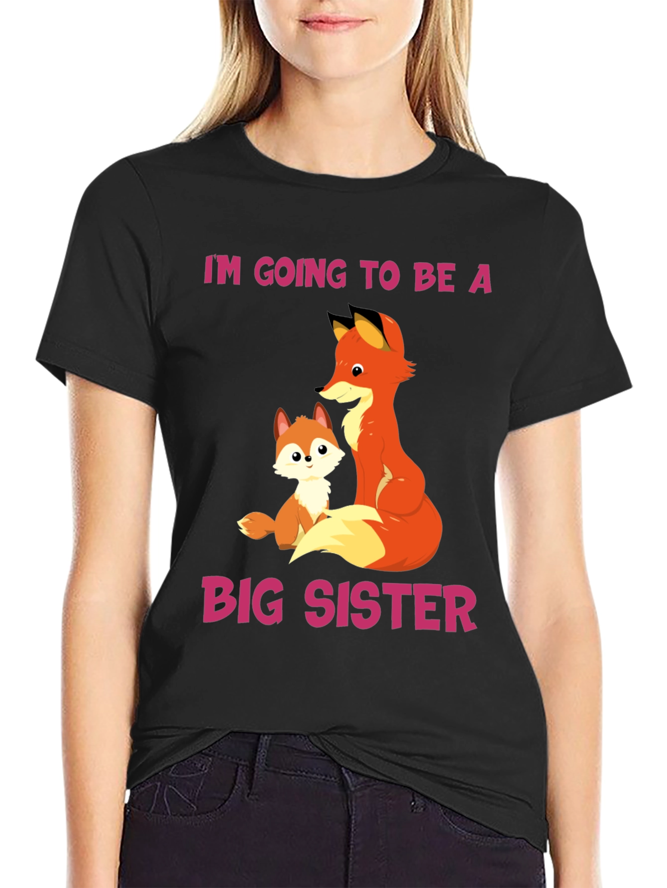 Big Sister Announcement T-Shirt with Fox Design