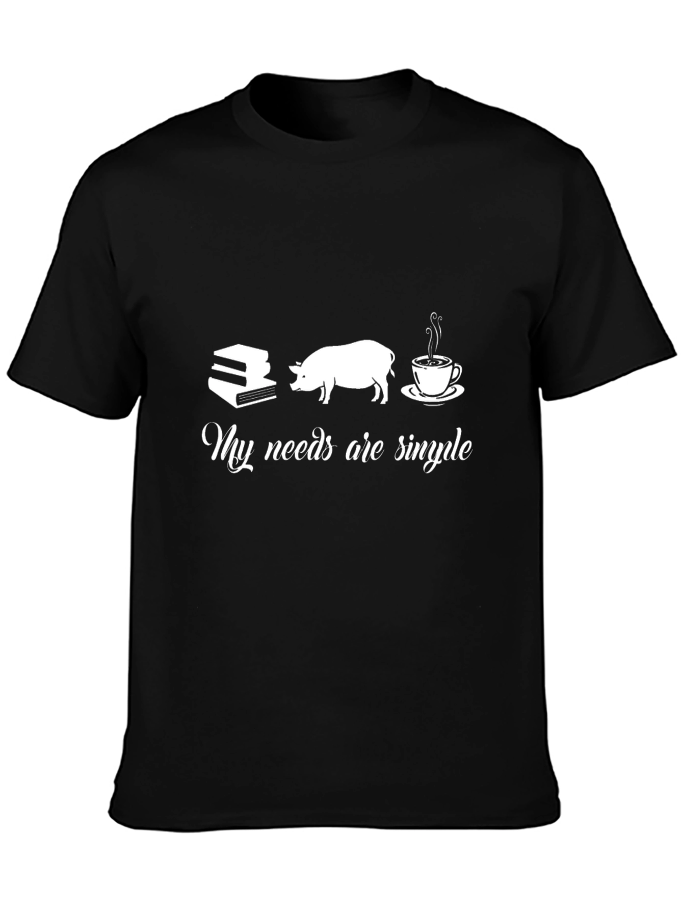 Simple Needs T-Shirt - Books Pig Coffee