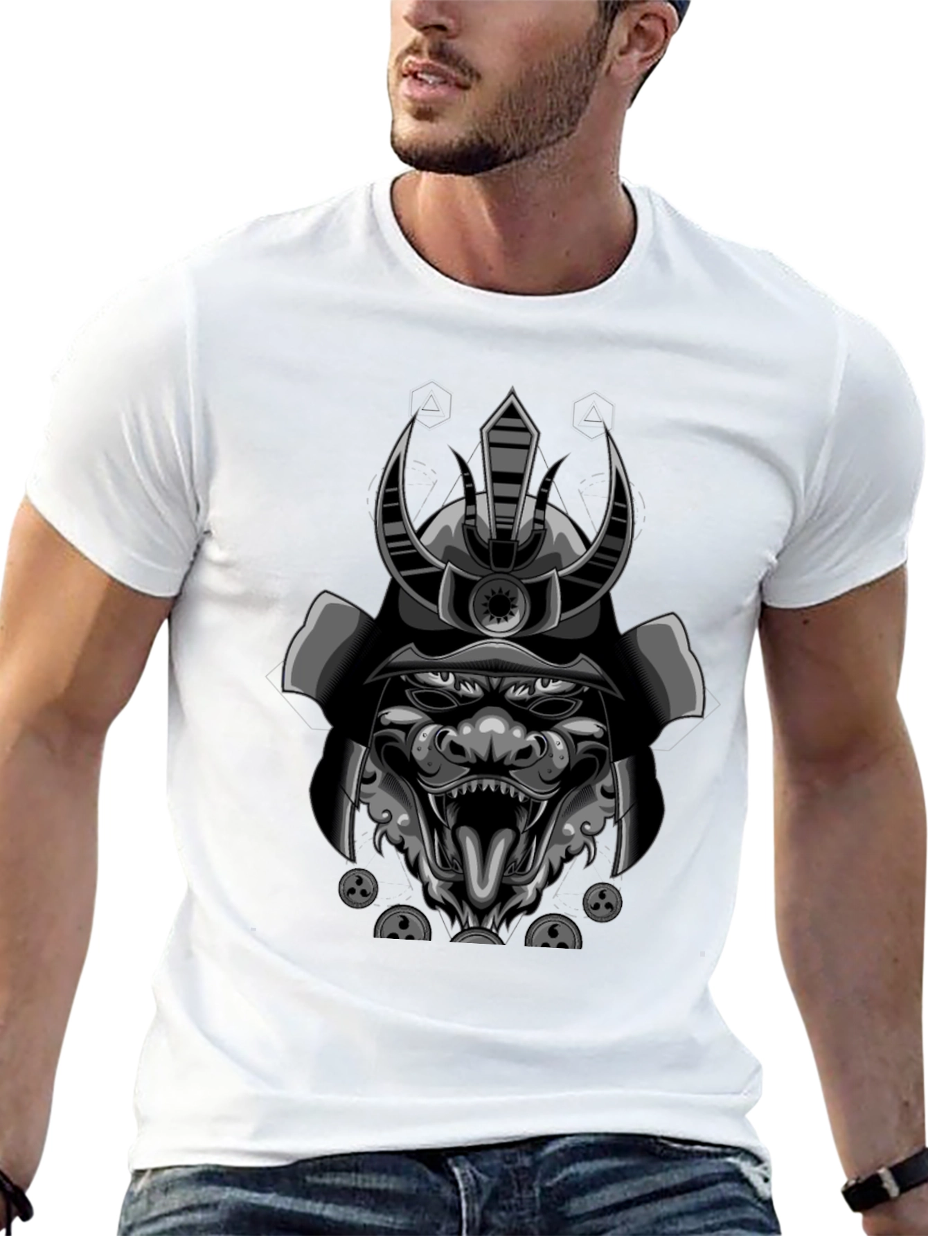 Samurai Warrior Graphic Tee - Mens Black T-Shirt