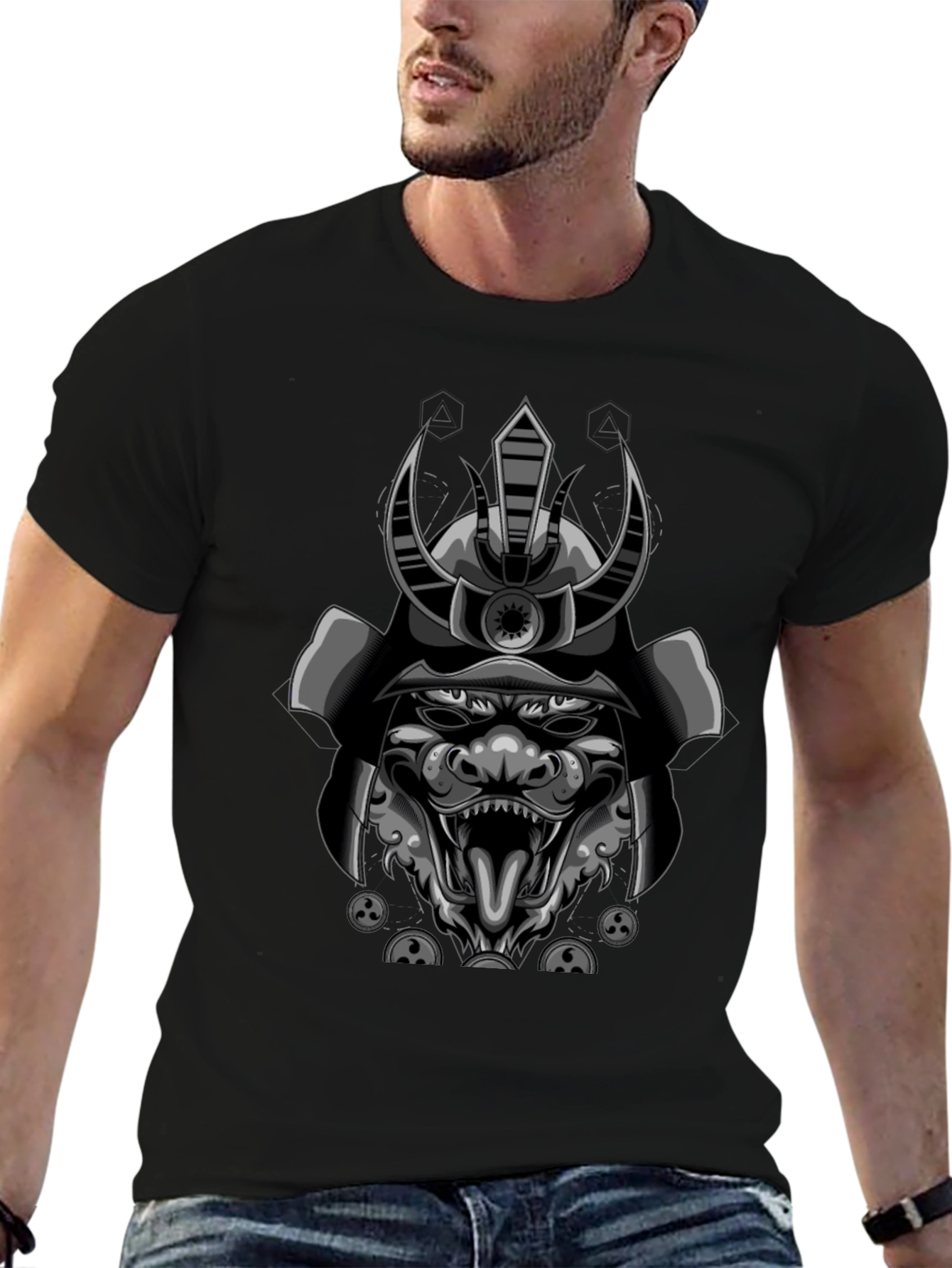 Samurai Warrior Graphic Tee - Mens Black T-Shirt