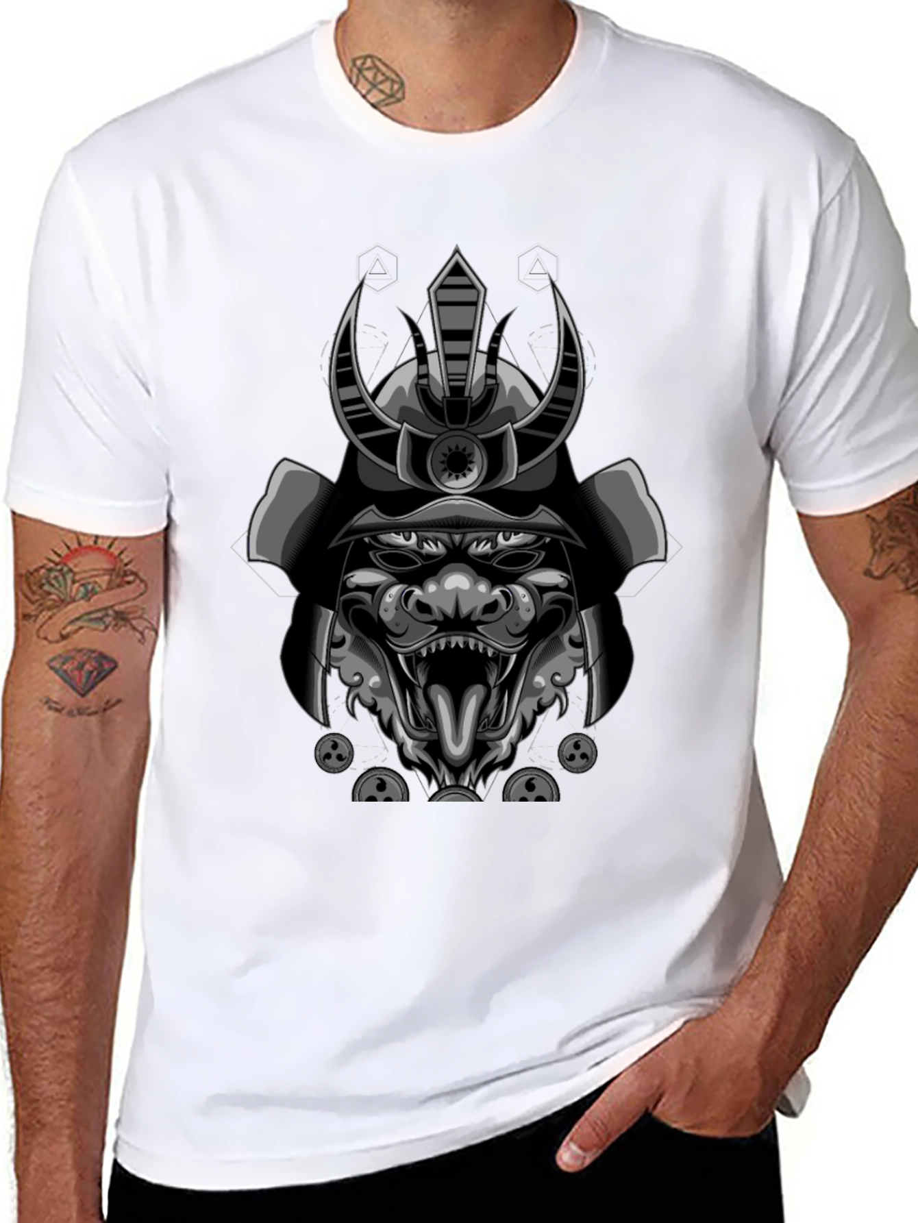 Samurai Warrior Graphic Tee - Mens Black T-Shirt