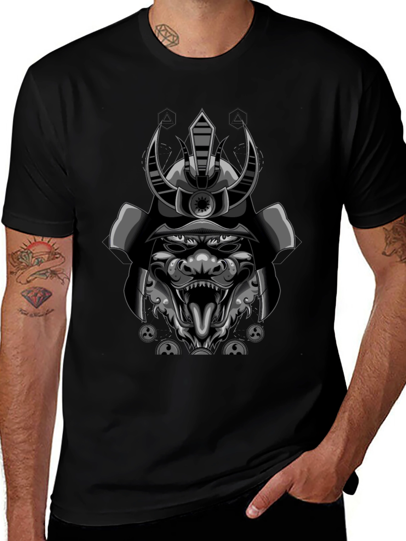 Samurai Warrior Graphic Tee - Mens Black T-Shirt