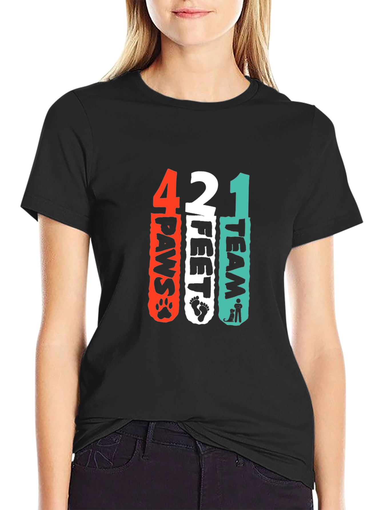 4 Paws 2 Feet 1 Team Black Graphic Tee