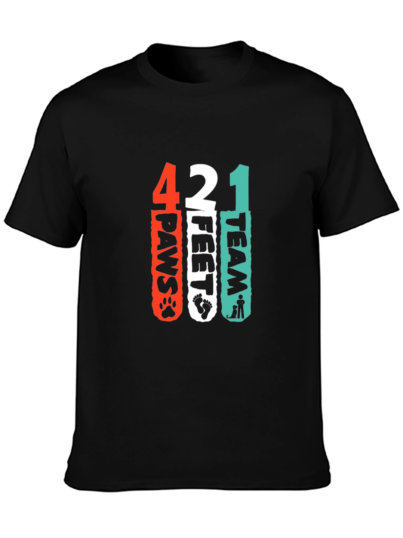 4 Paws 2 Feet 1 Team Black Graphic Tee