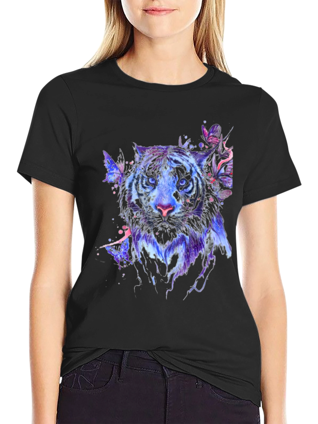 Tiger Butterfly Graphic Print T-Shirt
