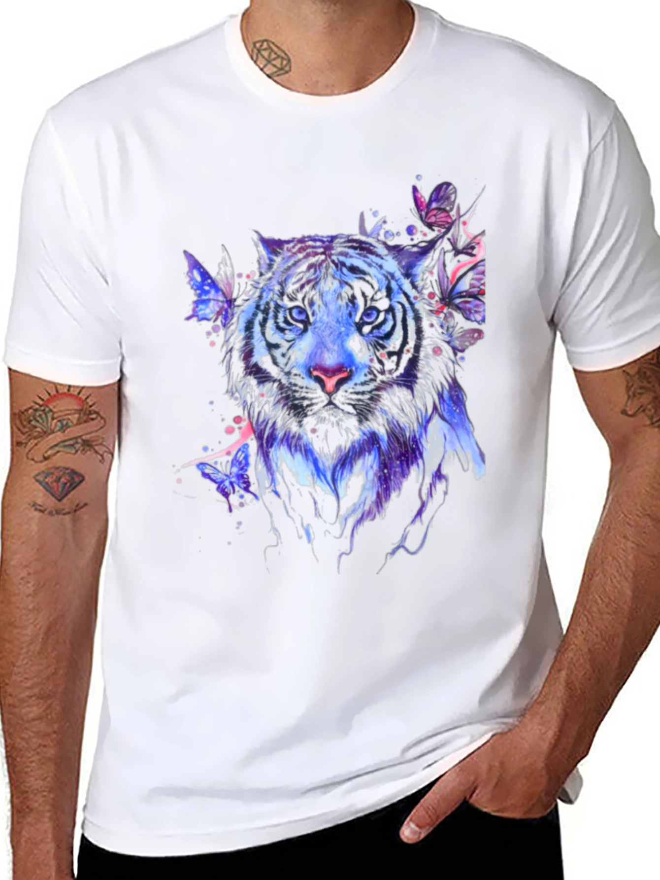 Tiger Butterfly Graphic Print T-Shirt
