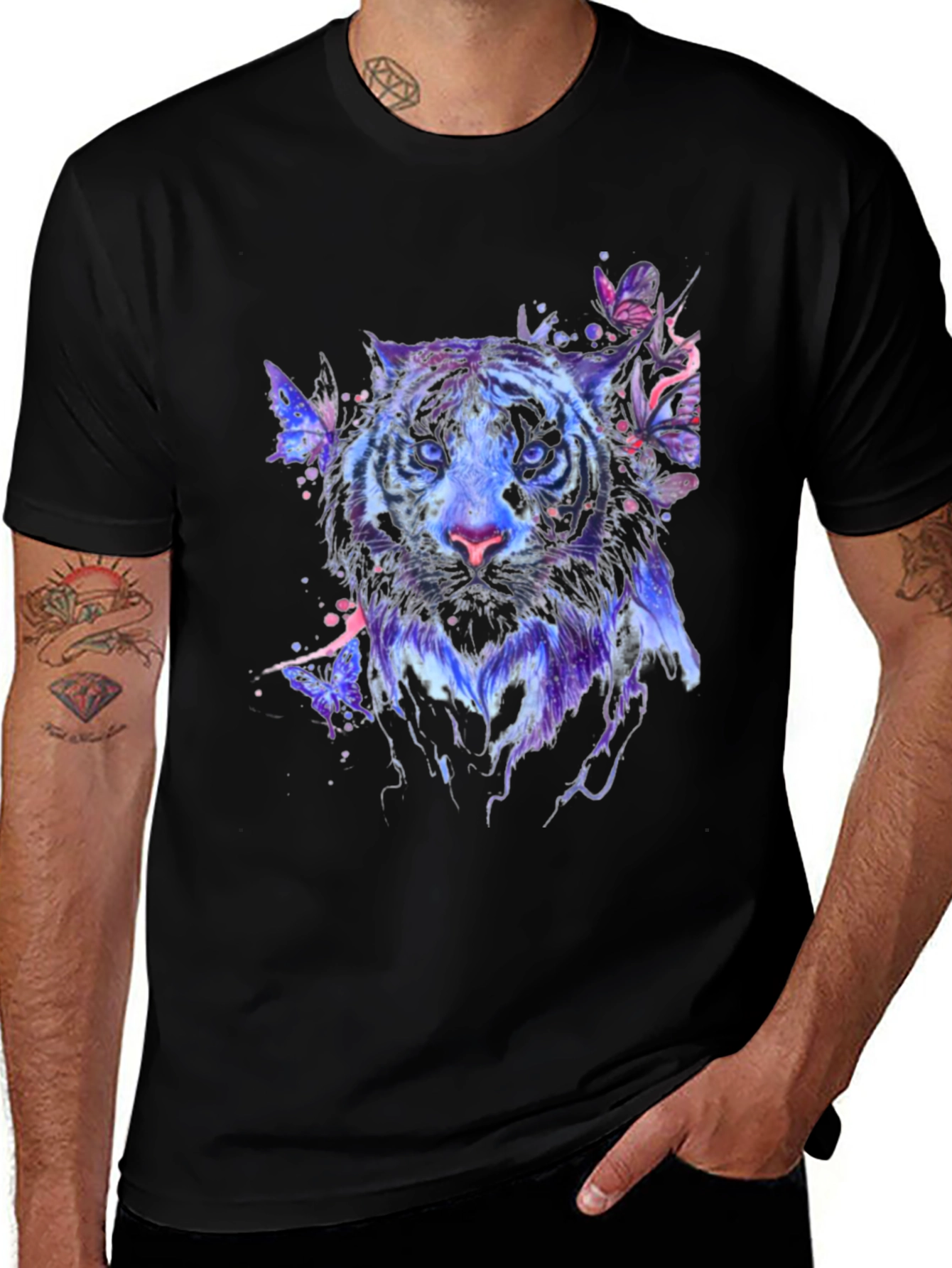 Tiger Butterfly Graphic Print T-Shirt