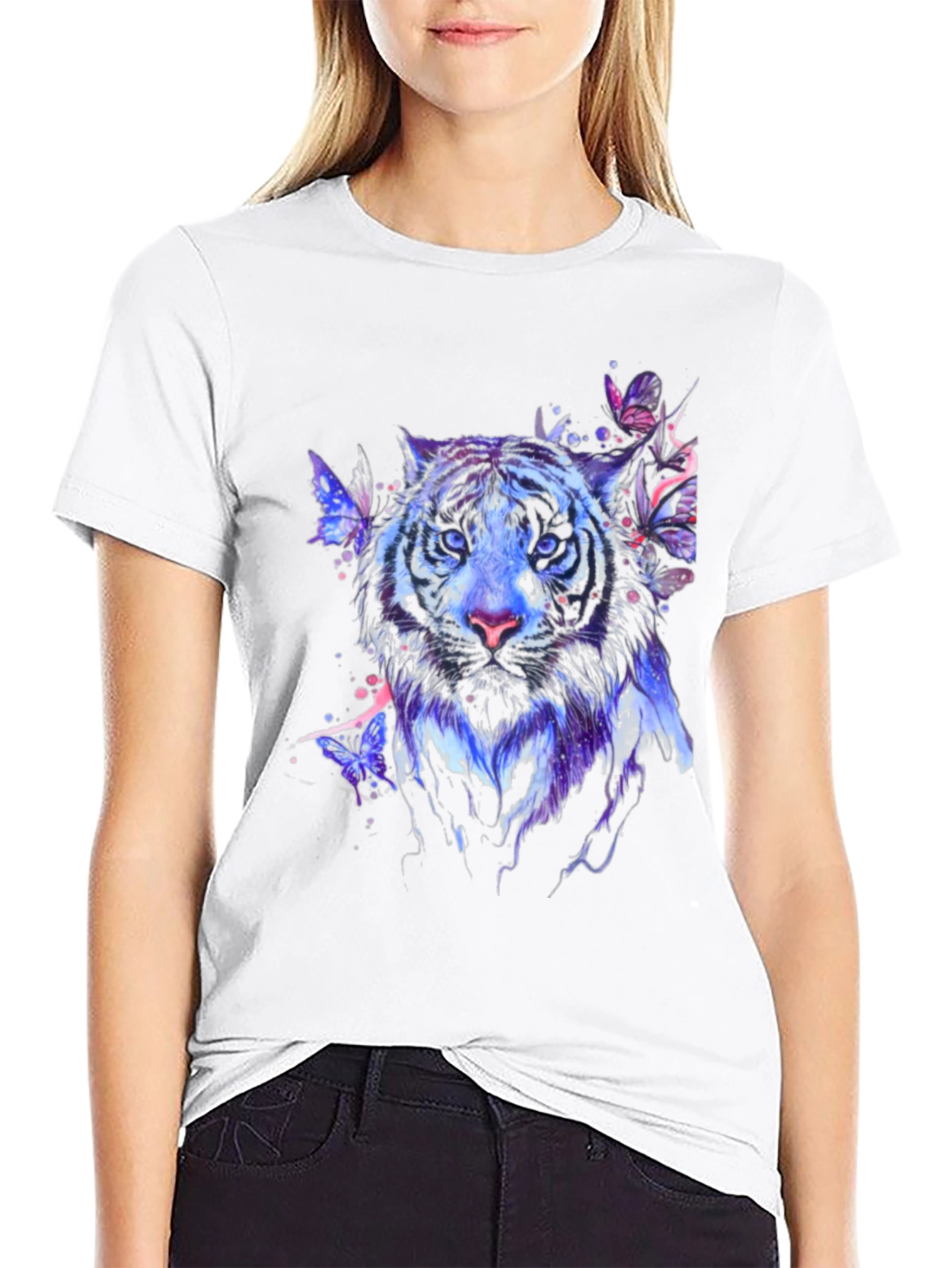 Tiger Butterfly Graphic Print T-Shirt