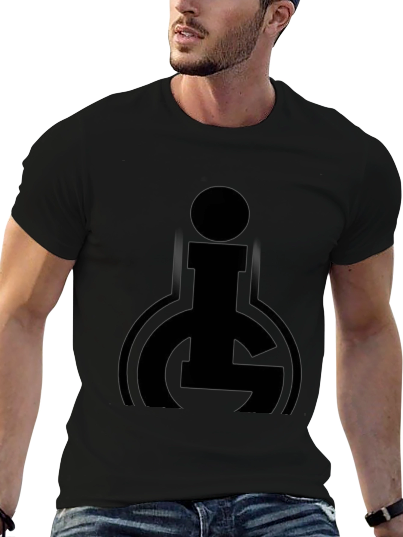 Black Graphic Tee - Modern Abstract Logo Design