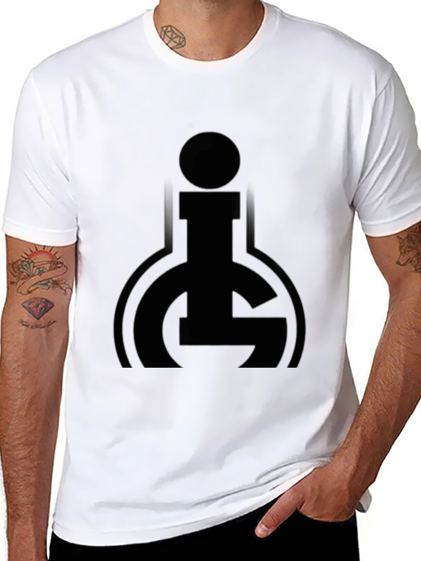 Black Graphic Tee - Modern Abstract Logo Design