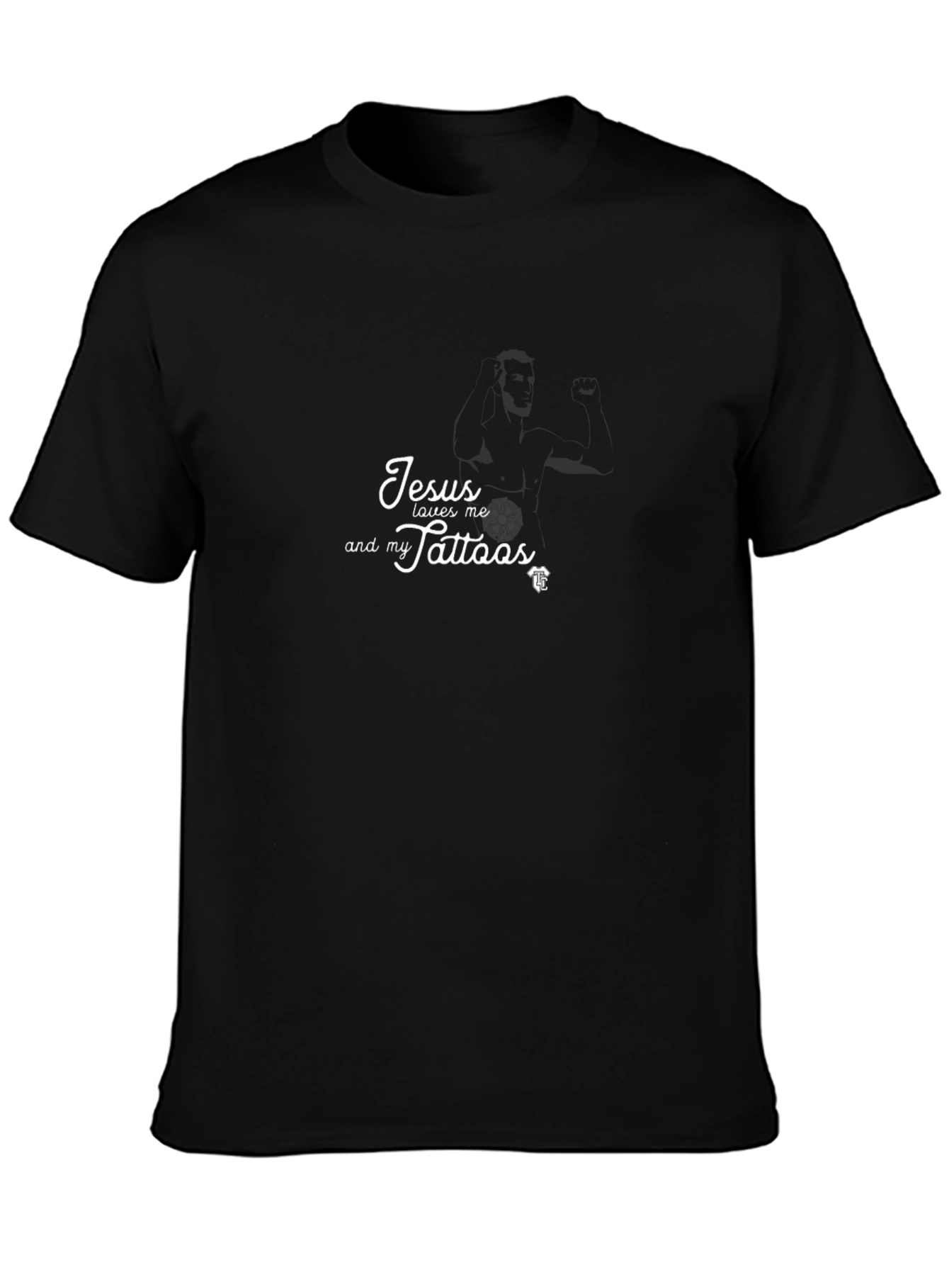 Jesus Loves Me and My Tattoos Black T-Shirt