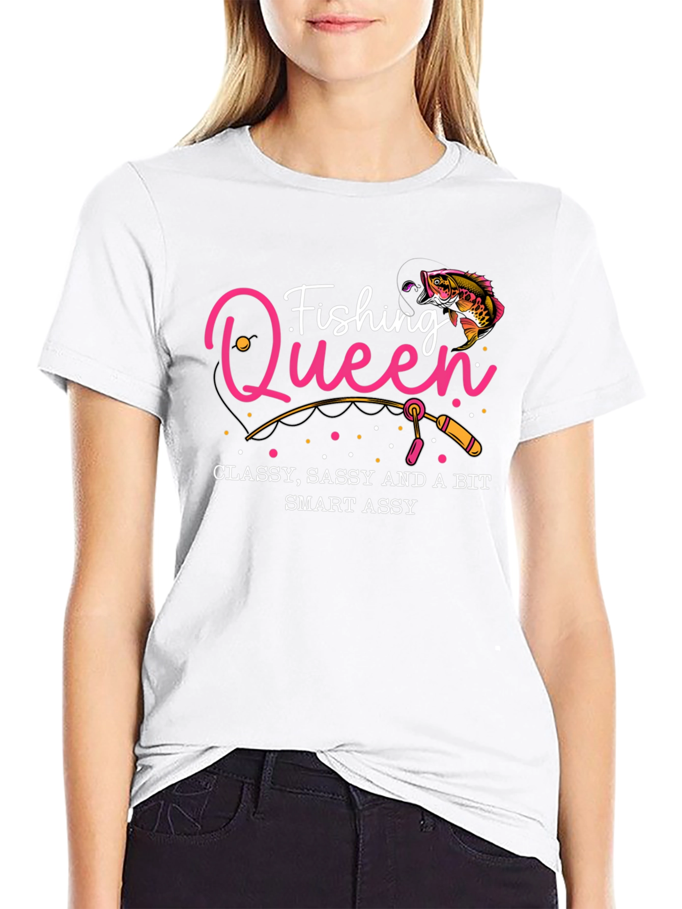 Fishing Queen Graphic T-Shirt - Classy Sassy Smart