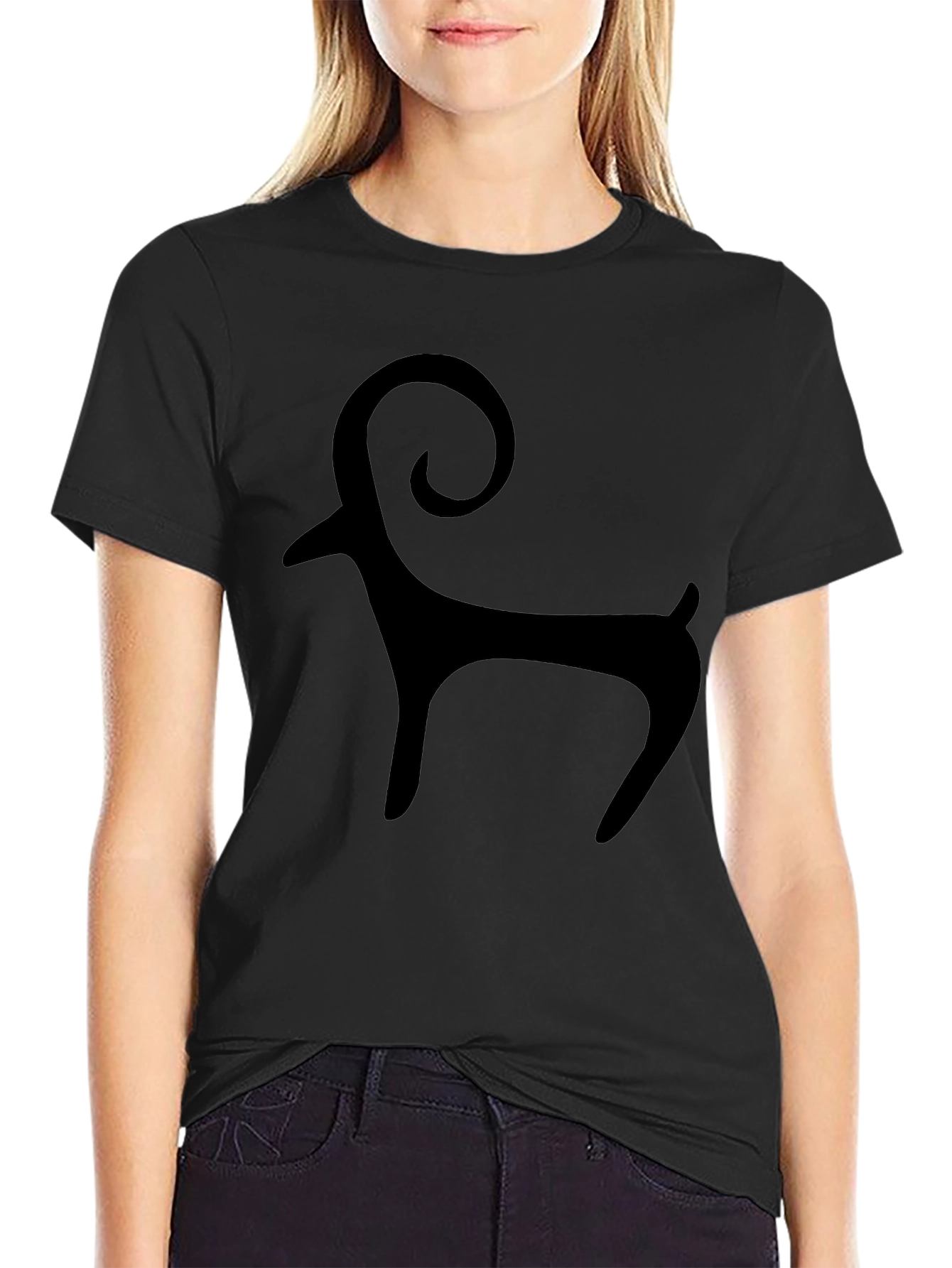 Mens Black T-Shirt with Ram Graphic