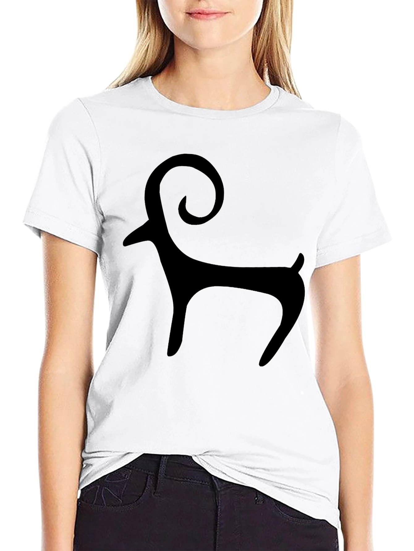 Mens Black T-Shirt with Ram Graphic