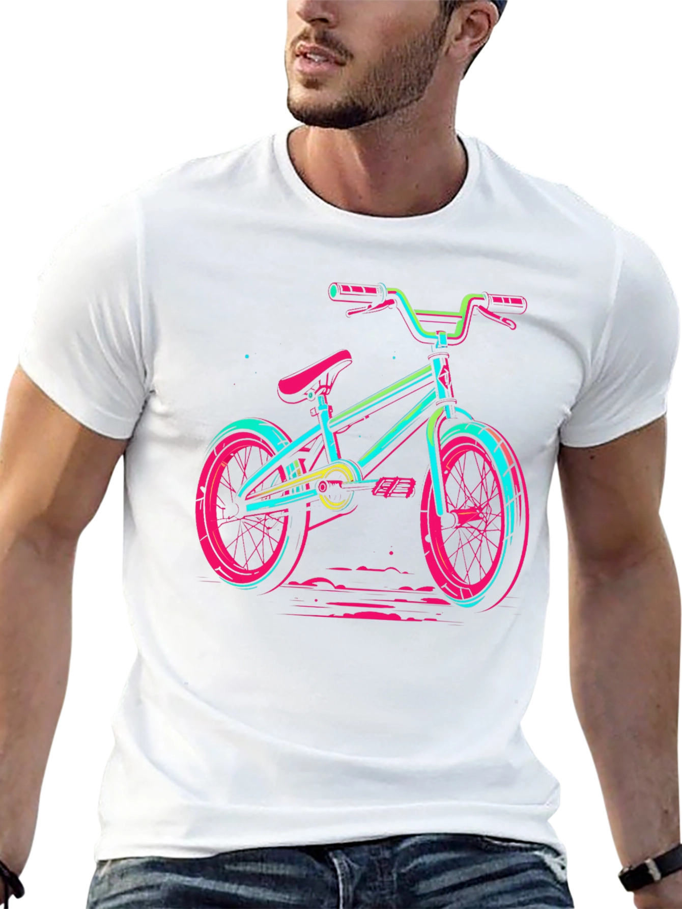 Neon BMX Bike Graphic Tee - Cool Retro Design