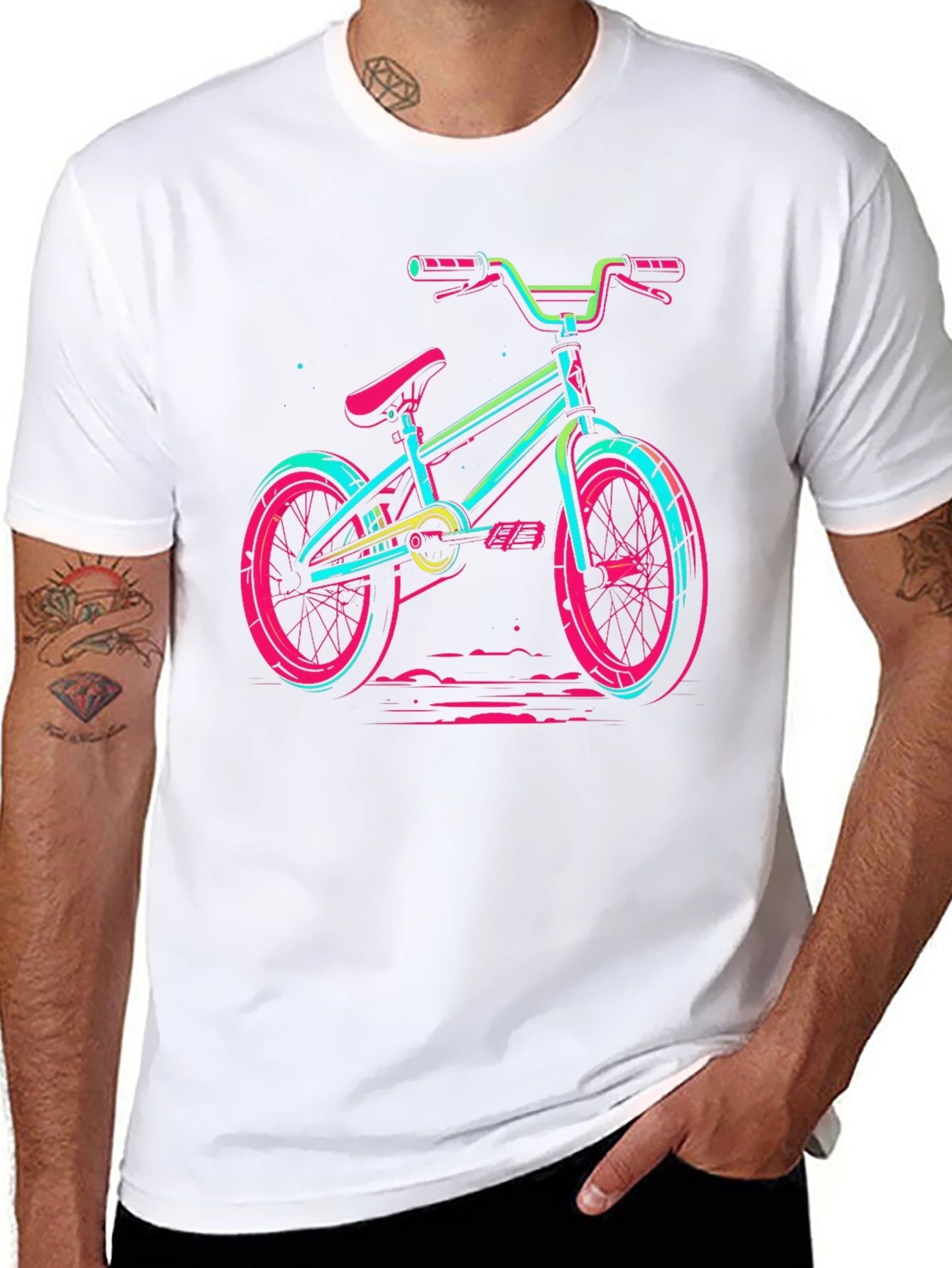 Neon BMX Bike Graphic Tee - Cool Retro Design