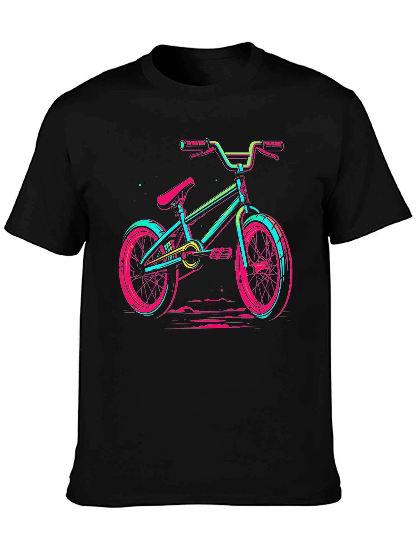 Neon BMX Bike Graphic Tee - Cool Retro Design