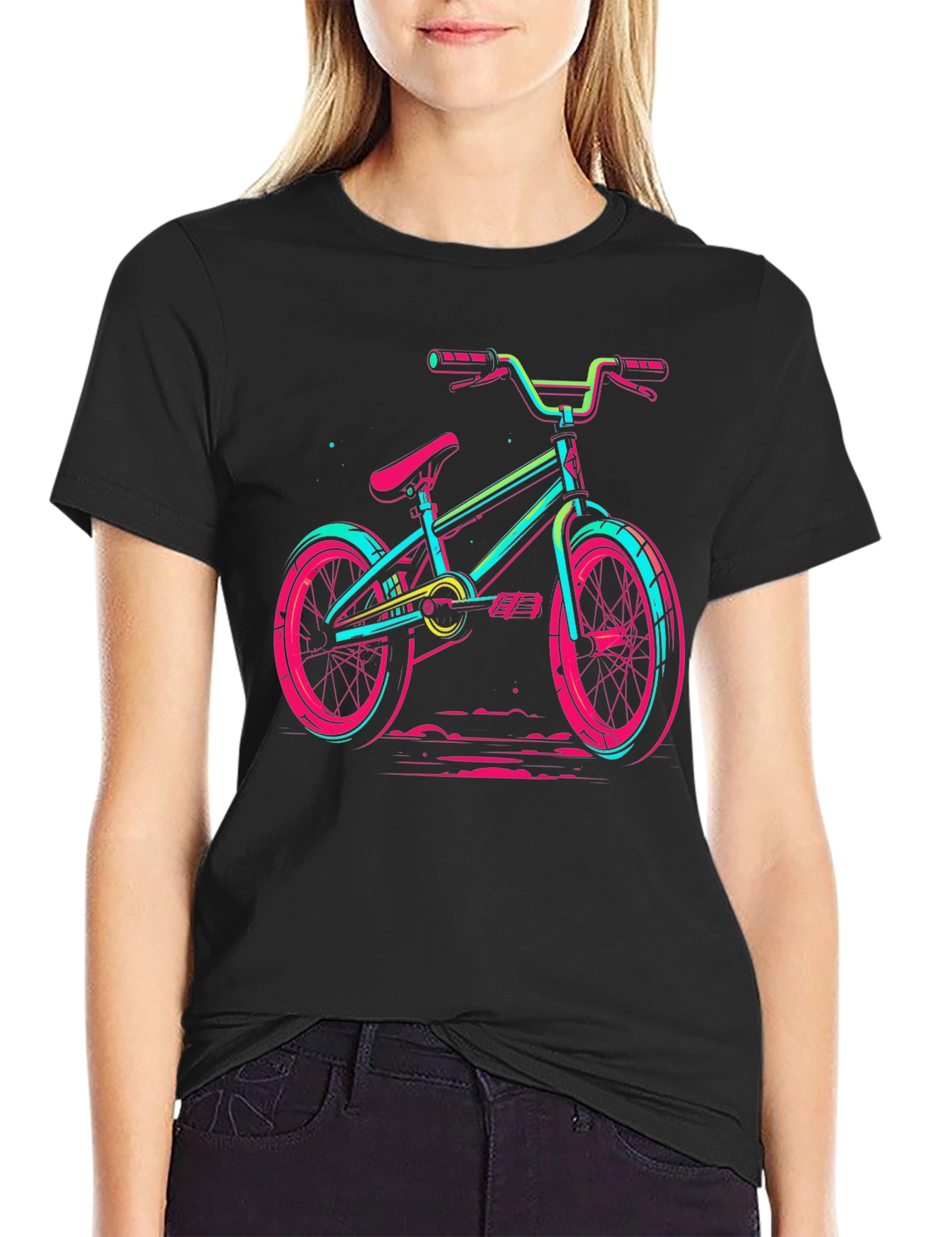 Neon BMX Bike Graphic Tee - Cool Retro Design