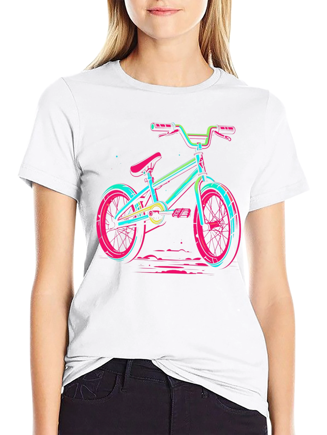 Neon BMX Bike Graphic Tee - Cool Retro Design