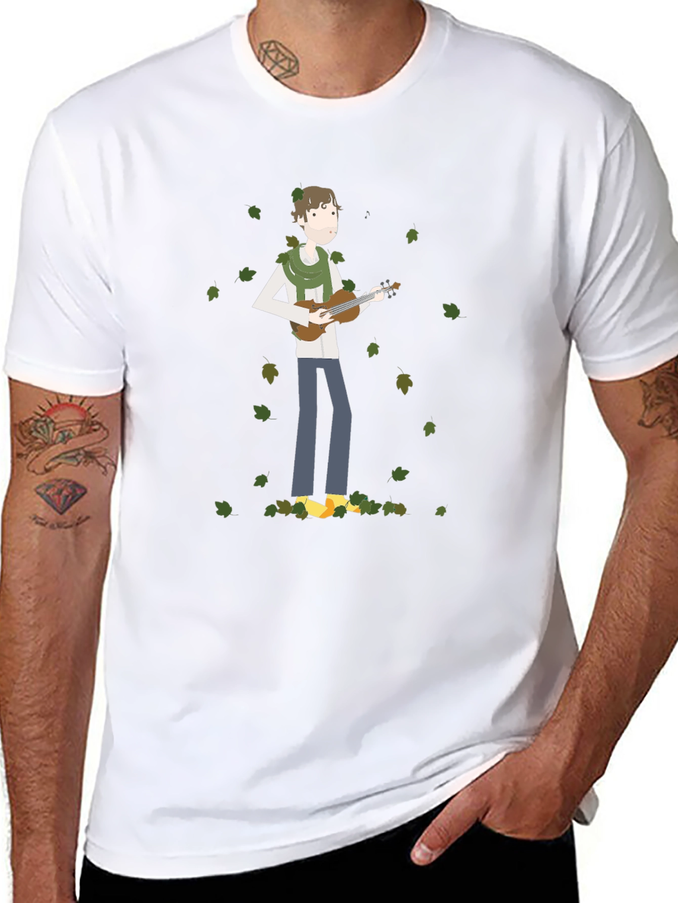 Whimsical Musician Black T-Shirt