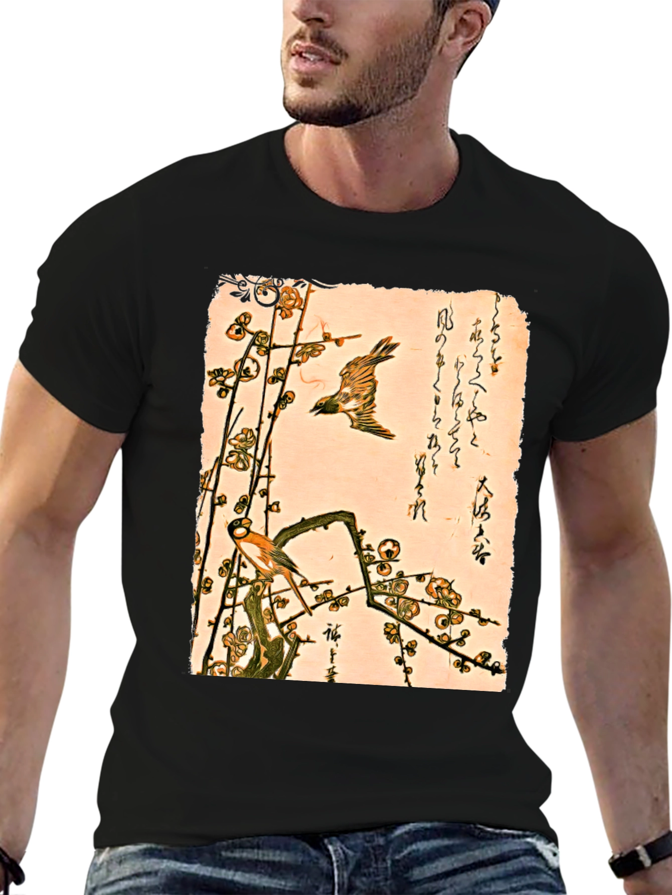Ukiyo-e Style Bird and Plum Blossom Tee