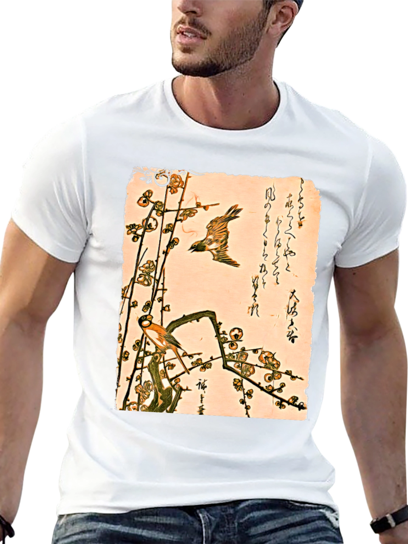 Ukiyo-e Style Bird and Plum Blossom Tee