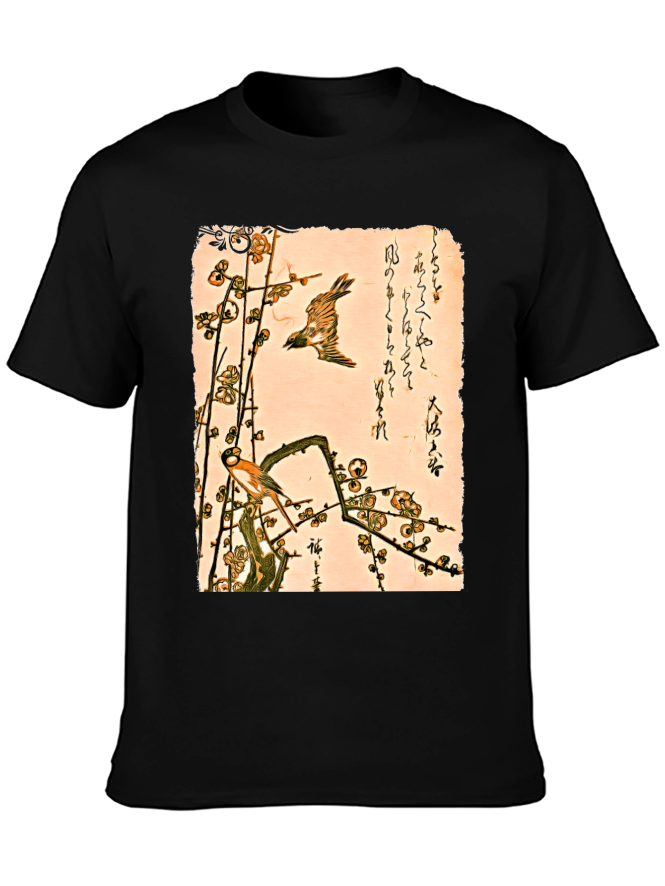 Ukiyo-e Style Bird and Plum Blossom Tee