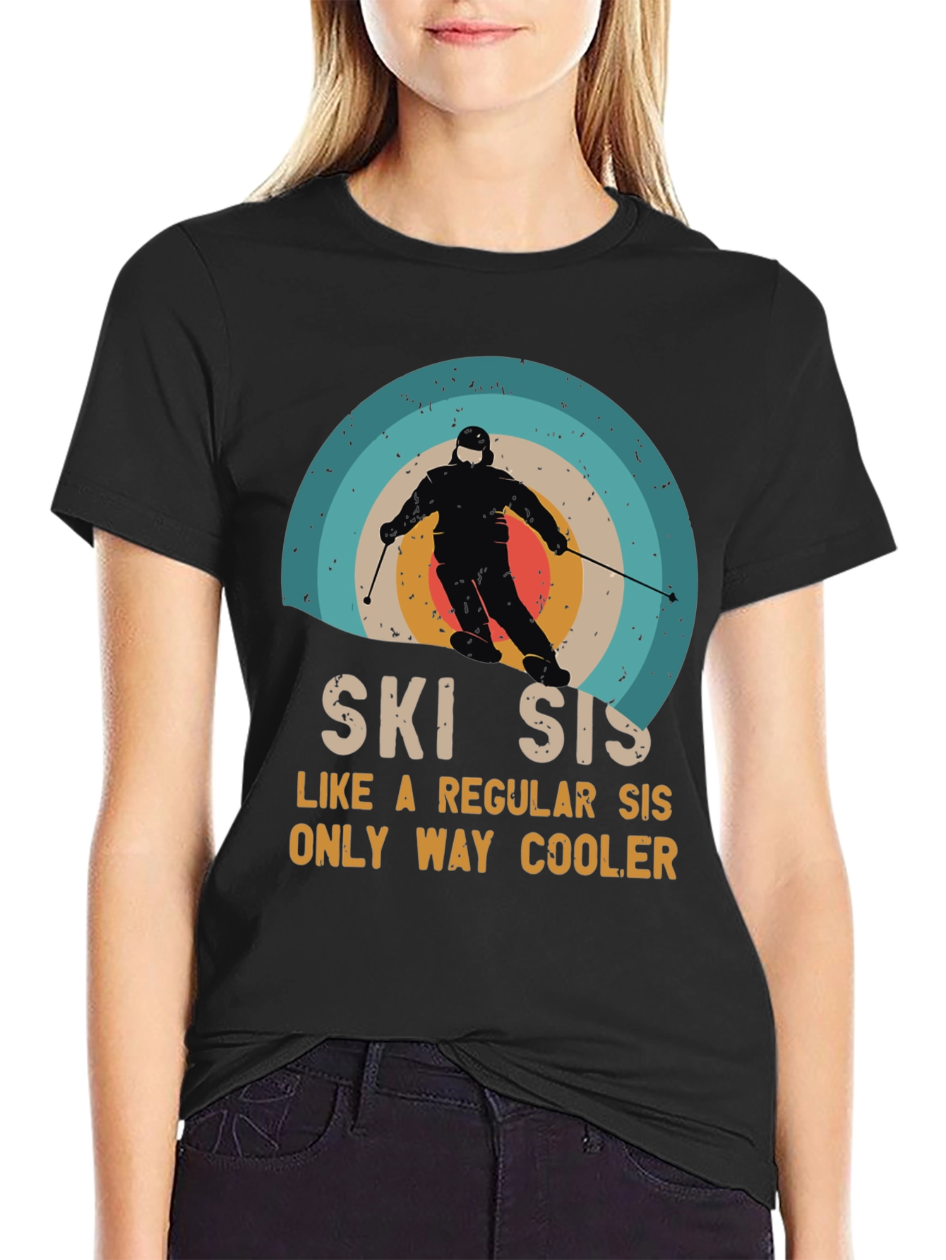Retro Ski Sis T-Shirt - Cool Sister Gift