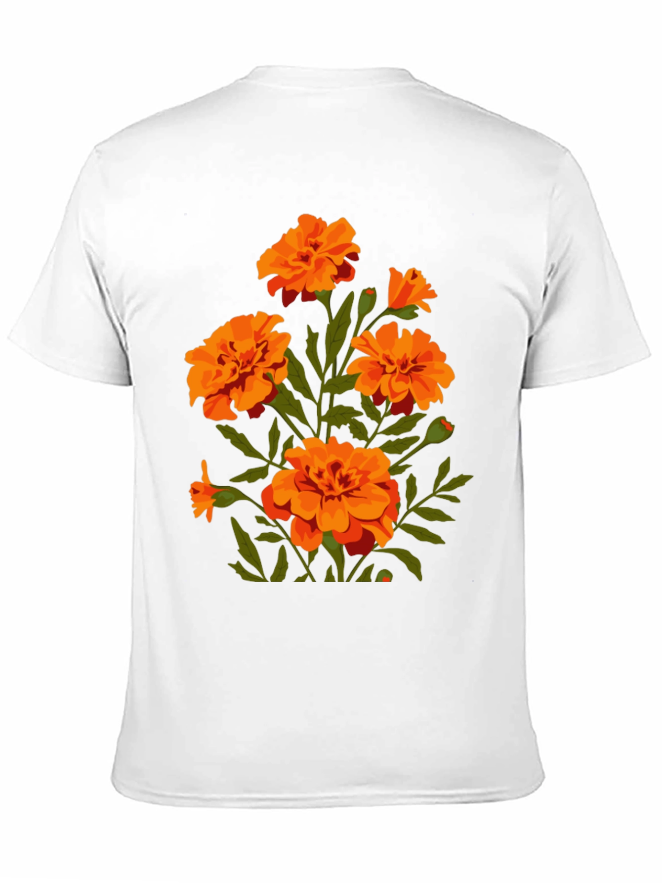 Black T-Shirt with Orange Flower Graphic Print