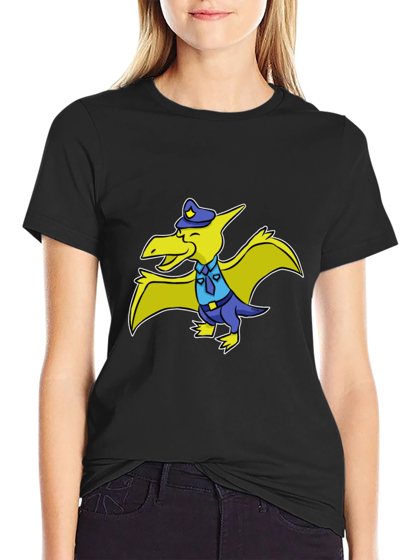 Police Pterodactyl T-Shirt - Funny Cartoon Dino Tee