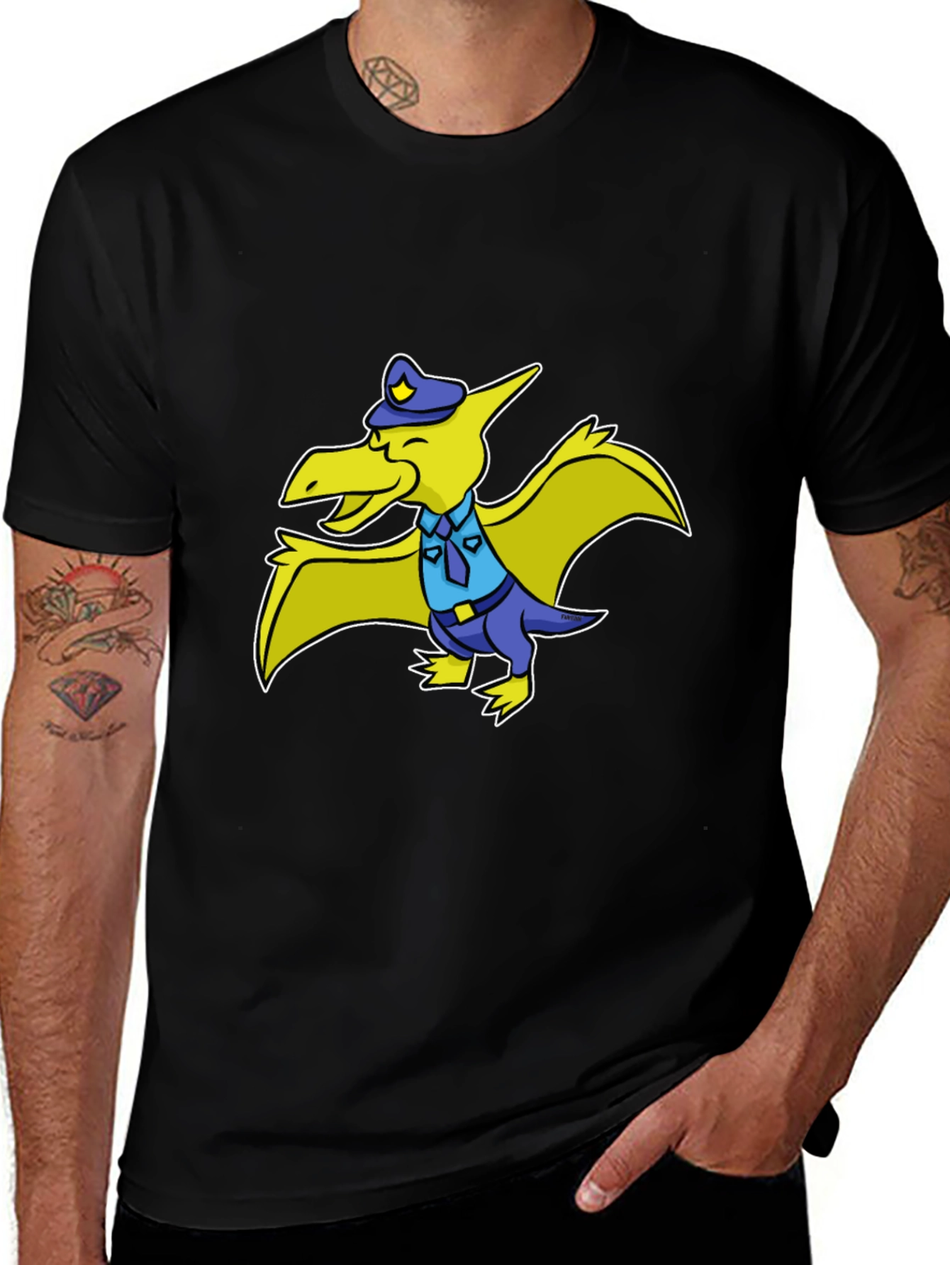 Police Pterodactyl T-Shirt - Funny Cartoon Dino Tee