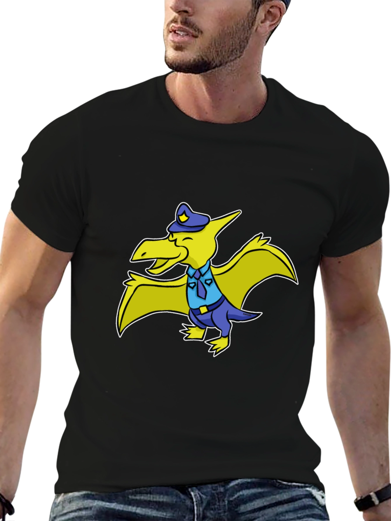 Police Pterodactyl T-Shirt - Funny Cartoon Dino Tee