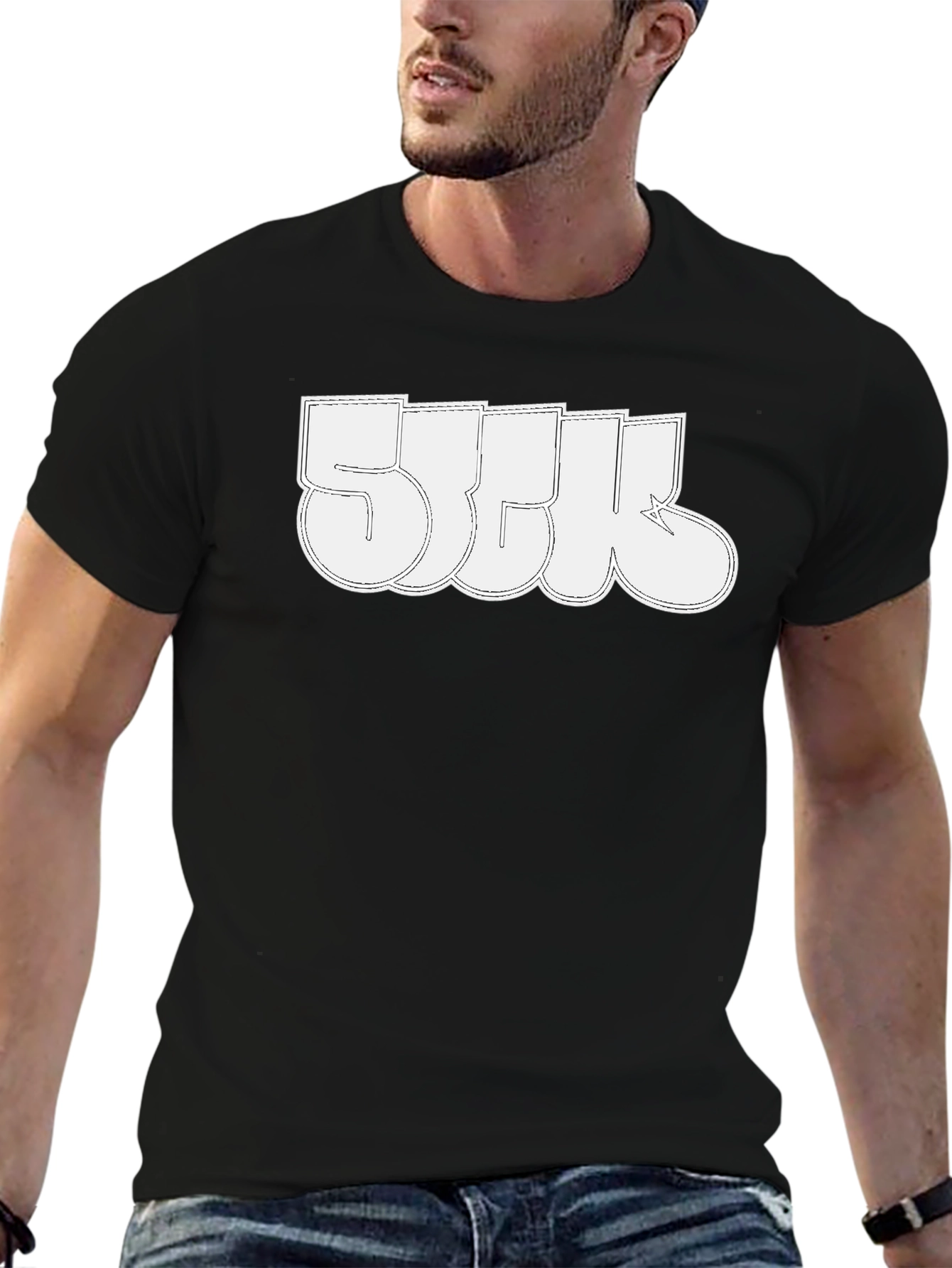 Cool Black T-Shirt with White Graphic Print