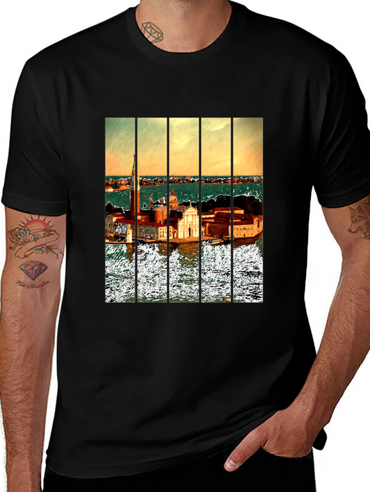 Venice T-Shirt: Artistic Cityscape Tee for Men