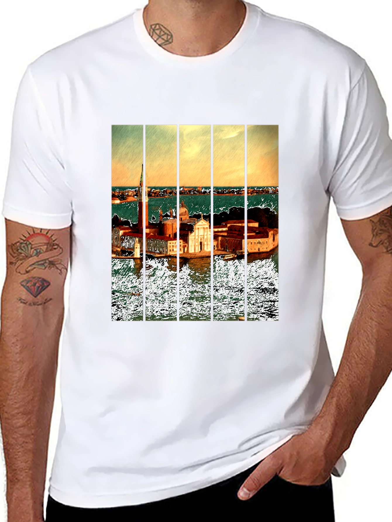 Venice T-Shirt: Artistic Cityscape Tee for Men