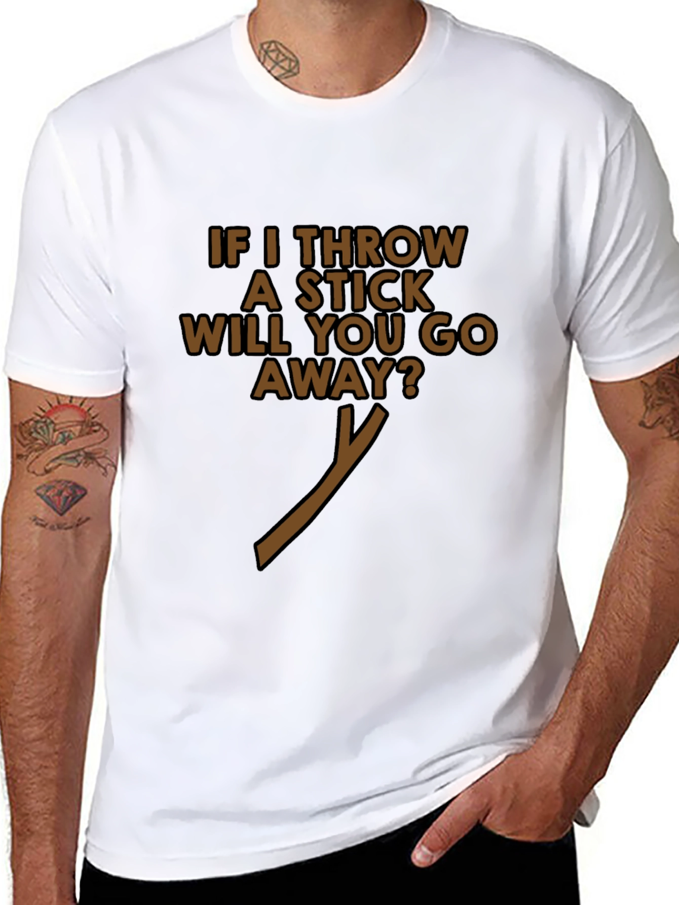 Funny If I Throw A Stick Black T-Shirt