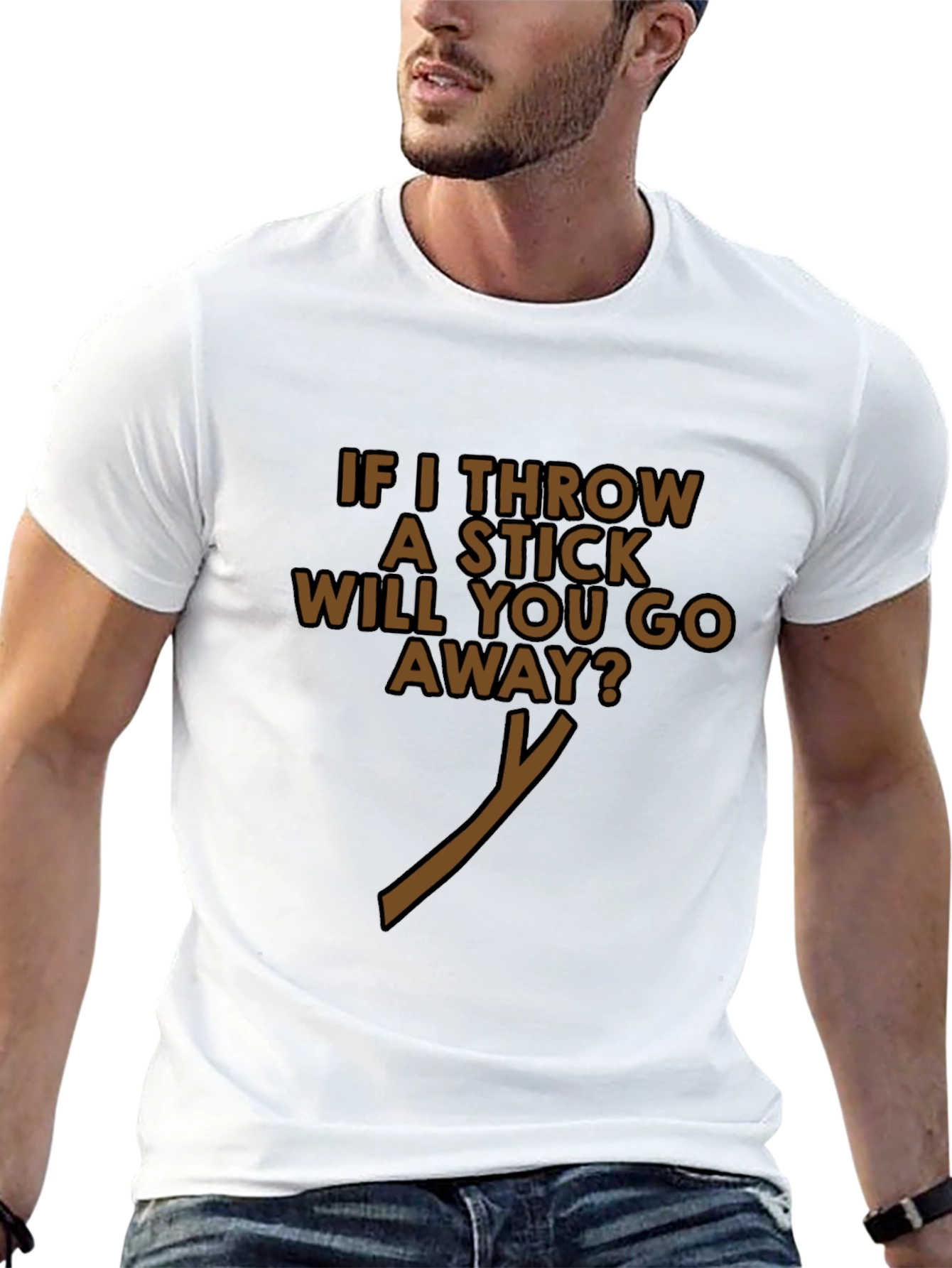 Funny If I Throw A Stick Black T-Shirt