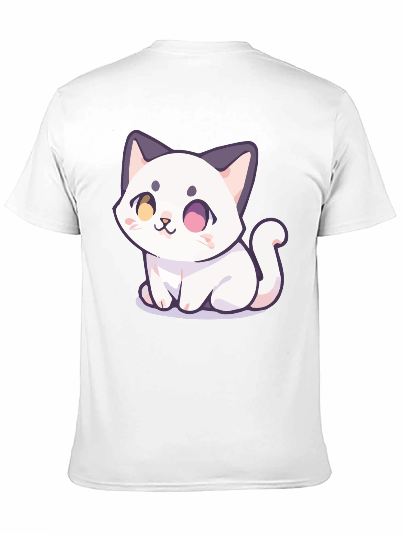 Cute Cartoon Cat Graphic T-Shirt - Black