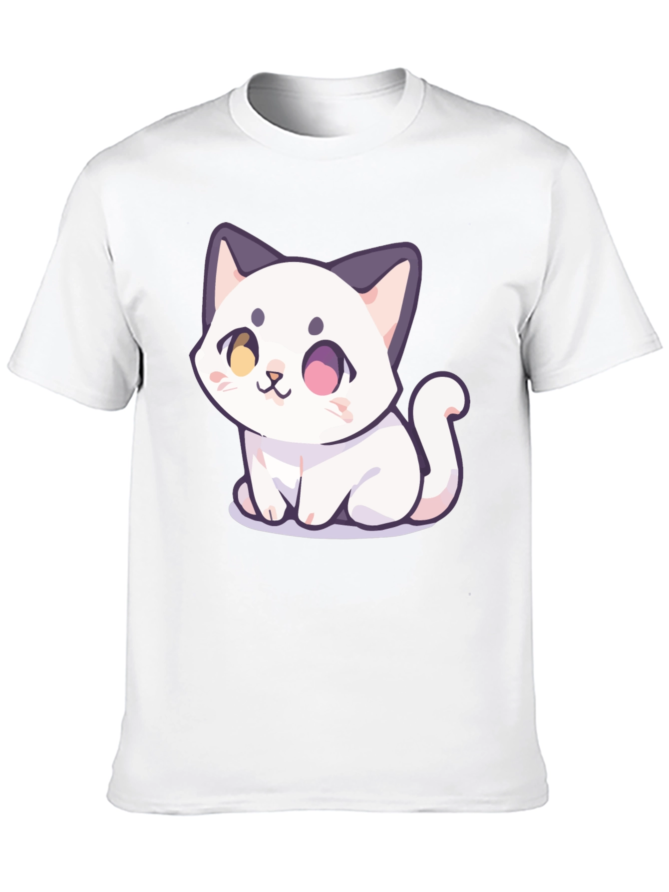 Cute Cartoon Cat Graphic T-Shirt - Black