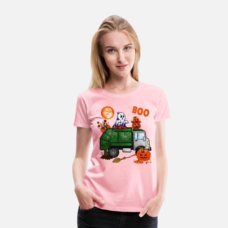 Ghost Driving Garbage Truck With Candy Bag Pumpkin