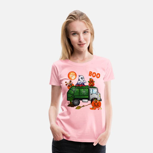 Ghost Driving Garbage Truck With Candy Bag Pumpkin