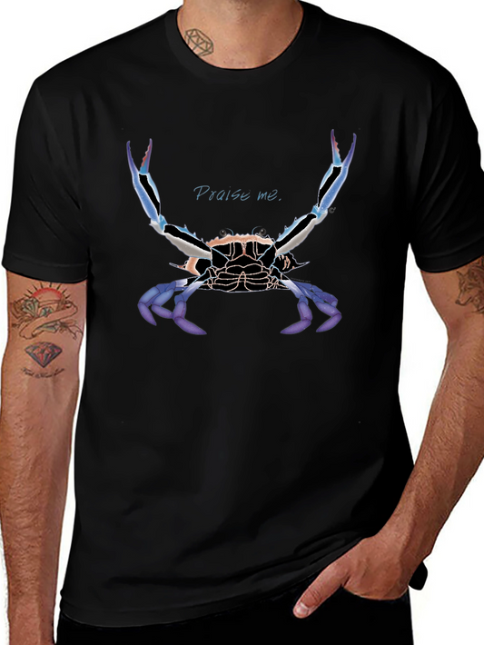 Praise Me Crab Graphic Tee - Black Cotton T-Shirt
