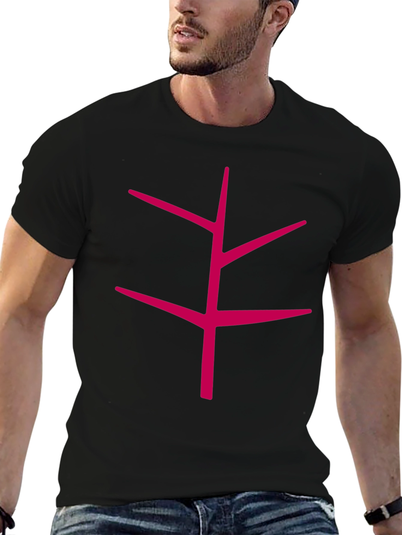 Modern Tree Branch Graphic Black T-Shirt