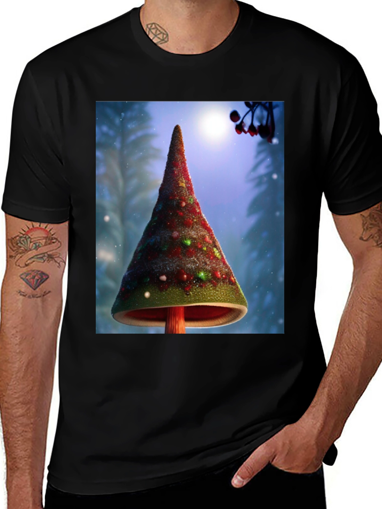Christmas Tree Mushroom Graphic Tee