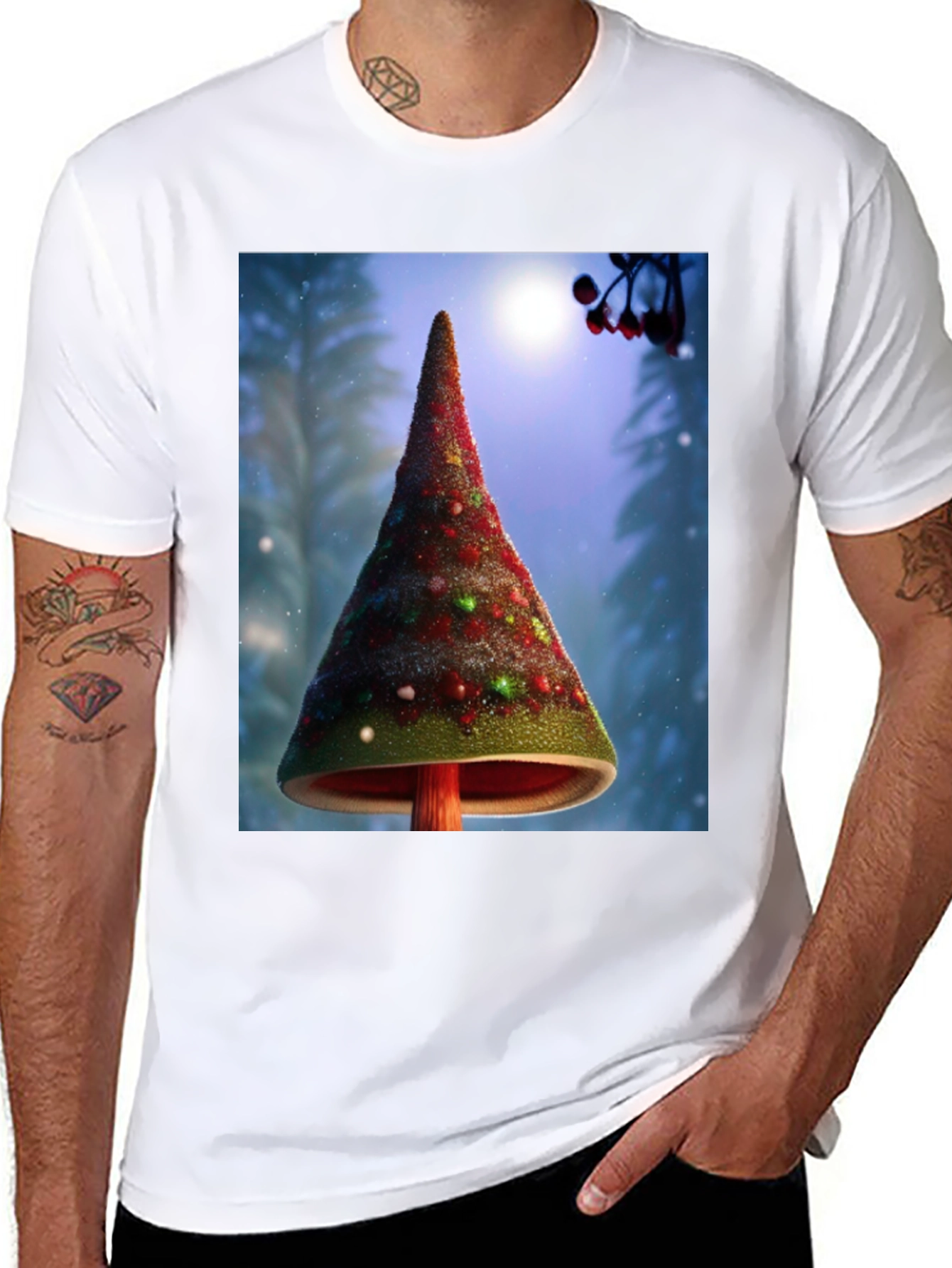 Christmas Tree Mushroom Graphic Tee